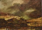 Rembrandt Peale Stadt auf einem Hogel bei sturmischem Wetter oil painting